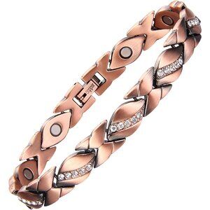 Elegant 99.99% Copper Magnetic Bracelet & Ring Set - Adjustable, Hypoallergenic